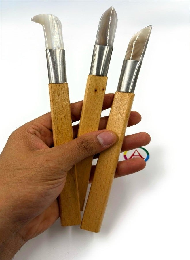 Aone Agate Burnishers 8.5" Set of 3 Shapes- Hockey, Straight & Curved Edge for Burnishing & Bezel Setting in Metal Clay, Gold/Silver Foil or Keum-Boo Application, Crafts DIY - Image 2